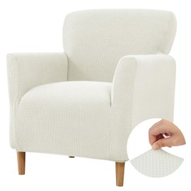 Niuoppy Armchair Covers Banquet Slipcovers, Stretch Arm Chair Covers, Single Armchair Slipcovers Anti-slip, Thicked Armchair Cover for 1 Seat Sofa Armchair Protector (Milky White)