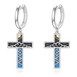 ANGSAU God is Greater than the Highs and Lows Earrings S925 Sterling Silver God Greater than Cross Earrings Highs and Lows Christian Faith Jewelry Gifts For Women Men, Medium, Sterling Silver, No