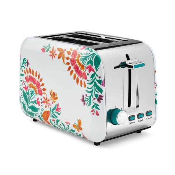 Pioneer 2 Woman 2-Slice Toaster, Folk Geo Print with Removable
