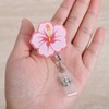 Cute Hibiscus Flower Badge Reel, Retractable ID Card Pink Badge