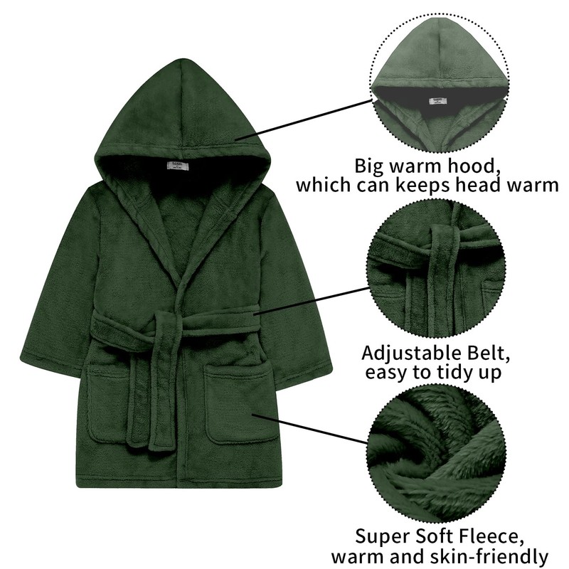 V.&GRIN Boys Fleece Robe, Hooded Plush Soft Fuzzy Bathrobe for
