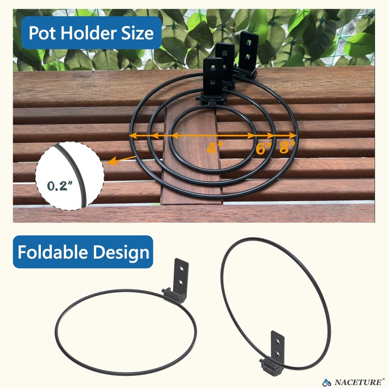NACETURE Flower Pot Holder Ring for Wall Mount Foldable –