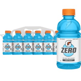 Gatorade Zero Thirst Quencher Sports Drink, Cool Blue, 12oz Bottles (12 Pack), Zero Sugar, Electrolytes for Rehydration