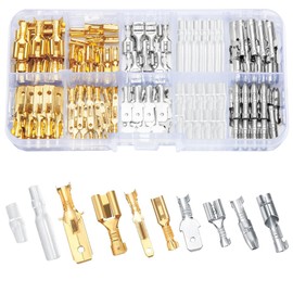 Vwoqiy 150 pieces 6.3 mm 4.8 mm 2.8 mm round plug connector kit, brass cable lugs connectors with insulation cover, male & female bullet plug round socket car motorcycle crimp plug