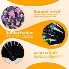 UKQRRTC 4 Pack Rave Folding Fan, Sturdy Beautiful Clack Folding Hand Fan, Versatile Glow Rave Fan Set for Music Party Dance Performance