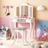 Costway Girls Vanity Makeup Dressing Table & Stool Set Gift