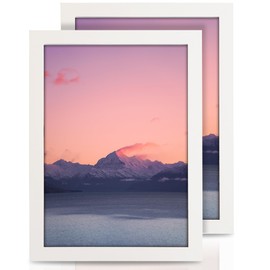 Zemiu 2Pack Premium A4 Picture Frames, Wooden Photo Frame 29.7x21cm-12x8inches with Perspex/Hanging Hooks,for Wall/Desk Pictures Print Display-White