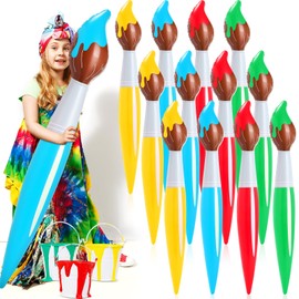VercanMonth 12 Pcs 43.3 Inch Giant Inflatable Paint Brushes Large Blow up Colored Paintbrushes Set Art Paint Brushes for Kids Summer Birthday Party Favor Decoration Back to School Classroom, 4 Color