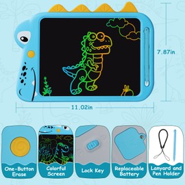 Fullware Kids Writing Board LCD Tablet 10 Inch Dinosaur Colorful Drawing Educational Toddler Toys Gifts for Boys Girls Age 3 4 5 6 7 8 (Tyrannosaurus)