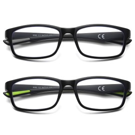 LKEYE Sport Reading Glasses Men Photochromic Lens Blue Light Blocking Computer Reader Wide Style Spring Hinge Eyeglasses 2Pack Black Green LK6082 0x