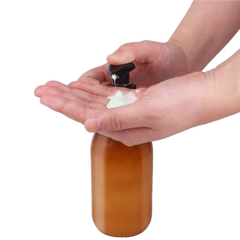 YBCPACK 8 Pack 250ml Plastic Soap Dispenser Bottles,Amber Pump Bottle