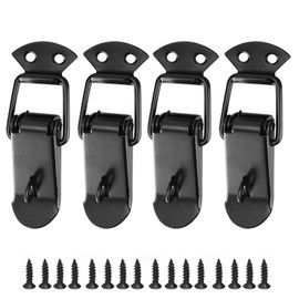 4 Pack Black，Stainless Steel Spring Loaded Toggle Latch, Silver Catch Hasp Clamp Clip Lock with High Quality 304 Stainless Steel Screws for Cabinet, Wooden Case, Box (with Locking Hole, Medium/4pcs)