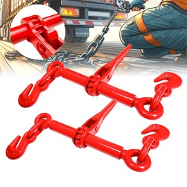 YATOINTO Ratchet Chain Binders 1/4'' - 5/16‘’ | 2 Pack Load Binder with 2 Grab Hooks | Tie Downs for Grade 70 Transport Chain | 2,600 Lbs. Safe Working Load- Heavy Duty Ratchet Binders for Towing