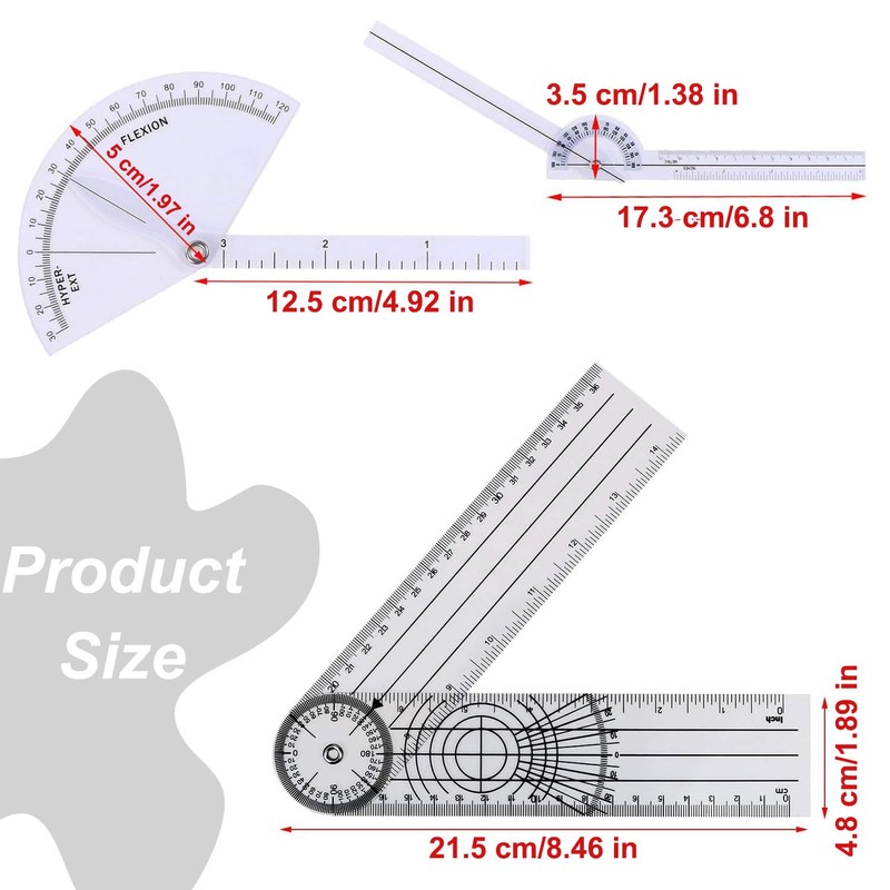 Goniometer Complete Set 6 Pieces, Body Measuring Tape - Physical