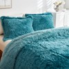 Wajade Plush Shaggy Ombre Teal Comforter Set, 3 Pieces Full/Queen