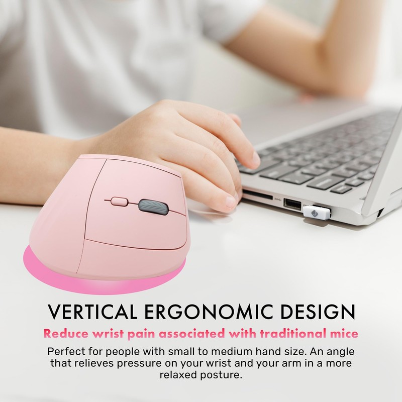 J-Tech Digital Wireless Mouse, Vertical Ergonomic Mouse with 2.4G Wireless