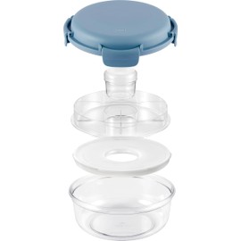 Zwilling Lunchtime Lunch Box with Ice Pack, Round Leakproof Bento Box for Salad, 18cm, 1L for School, Work, Picnic, Travel, Camping, Blue