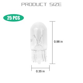 Osilly 25PCS T10 12V 5W Car Turn Signal Light Bulbs, Clear Flat Foot Vehicle Side Marker Lamp Bulbs, Auto Interior Amber Headlight Bulbs Accessories, Universal for SUV, Sedan, Truck (White)