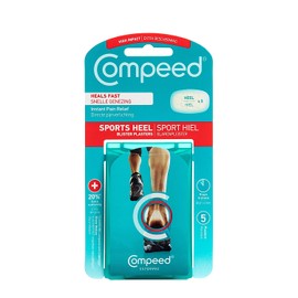 Compeed Advanced Blister Care Pads, Hydrocolloid Gel Cushions for Instant Pain Relief and Faster Healing, Sports Medium Heel, 5 Count (2 Packs)