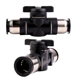 Pack of 2 Pneumatic Connectors Air Flow Control Valve with Straight 16 mm Pneumatic Ball Valve with Shut-off Valve for Quick Connection of Air Lines