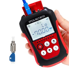 D YEDEMC 2024New Mode Optical Fiber Power Meter FC/SC/ST Universal Interface Fiber Tester Built-in 2Mw Visual Fault Locator Li-ion Battery USB Charge (OPM&VFL-Li), Red