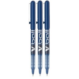 Pilot V Ball 7 Blue Fine Rollerball Pen Pens Metal Tip 0.7mm Nib 0.4mm Line Liquid Ink (Pack Of 3)