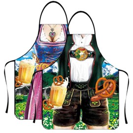 WUSJCOF 2er Set Oktoberfest Schürze Lustig für Männer und Frauen als Grillschürze Kochschürze auch für Paare Bayerische Geschenke (A)