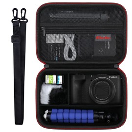 Elonbo Carrying Case for Canon PowerShot V1 Digital Camera, Hard Travel Protective Cases Fits Canon V1 Camera and Accessories Kit Tripod, SD Card Reader, Mesh Pocket fits Battery Charger, Black