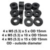 M5 Black Nylon Wide Spacers Standoff Washers ID 5.3mm, 4