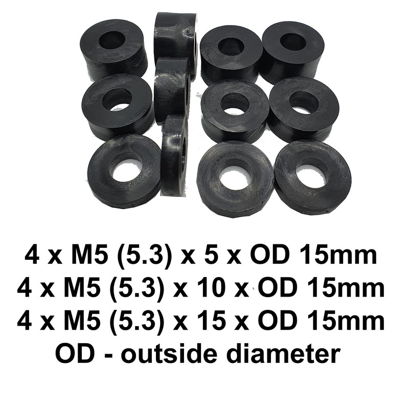 M5 Black Nylon Wide Spacers Standoff Washers ID 5.3mm, 4