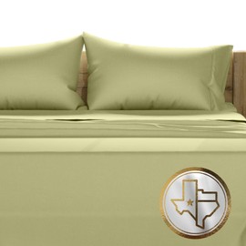 Texas Linen Co. 100% Egyptian Cotton Queen Sheets Set - Luxury 1500 Thread Count Egyptian Cotton Sheets Queen Size Bed Set, 17" Deep Pocket, Soft, Cooling Sateen Hotel Quality Bedding Set - Sage Green