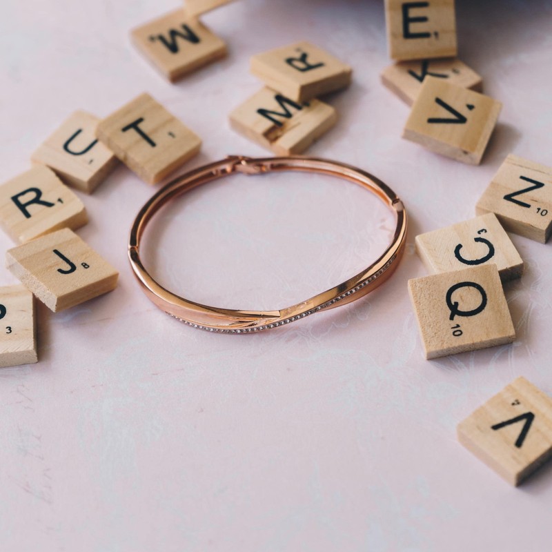Philip Jones Rose Gold Plated Arc Bangle Created with Zircondia®