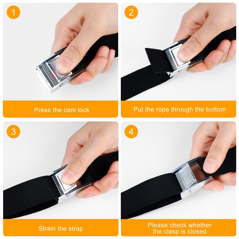Romon 2M Fixing Straps, Set of 4 Ratchet Straps with