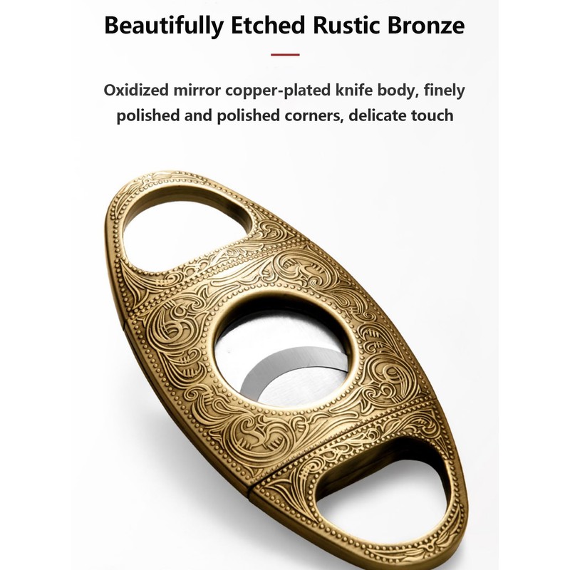 NIKILOONG V-Cut Cigar Cutter Carved Stainless Steel Sharp Blade Precision