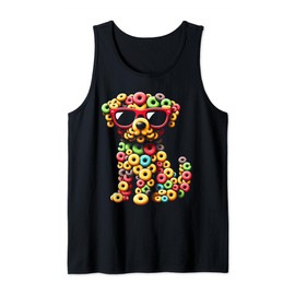 Fruity Cat Fun: Fruit Loops Cat Tank Top, black