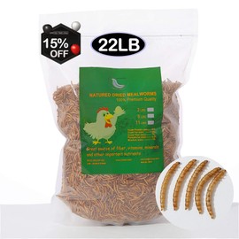 Euchirus 22LBs Non-GMO Dried Mealworms,High-Protein Larvae Treats Feed Molting Supplement for Birds Hens Ducks etc,Large Bulk Meal Worms Birds Chicken Food