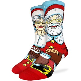 Good Luck Sock Men's Santa and Mrs. Claus Socks, Adult, Shoe Size 8-13