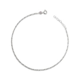 Designer Inspirations Boutique 10.5 Inch Large Length Twisted Venetian Box Link Sterling Silver Anklet/Ankle Bracelet/Ankle Chain - Adjustable 9.5" to 10.5" Inch / 24 to 27 cm