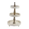 Deco 79 Large, 3-Tier Distressed White & Natural Wood Round