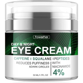 Eye Cream for Dark Circles and Puffiness with 4% Niacinamide – Anti-Aging Eye Repair Cream with Caffeine, Squalane & Peptides – Reduces Wrinkles, Fine Lines & Under Eye Bags – Fragrance-Free, Dermatologist Tested, 50g