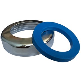 EZ-Fluid 1-1/2" x 1-1/4" Universal Reducing Brass Slip Joint Nut and Blue Heavy Duty Reducing Washer Gasket,Chrome for Under Sink Lavatory Kitchen Sink Tubular (1)