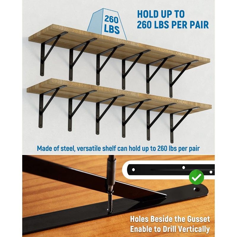 LEOPO 14 Inch Shelf Brackets & Supports, Large Wall Brackets