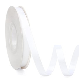 3/8 Inch Double Faced White Satin Ribbon, 25 Yards Solid Silk Fabric Ribbons Perfect for Floral Bouquet Christmas Bows Gift Wrapping, Hair Accessories, Wedding Party Decoration, DIY Crafts