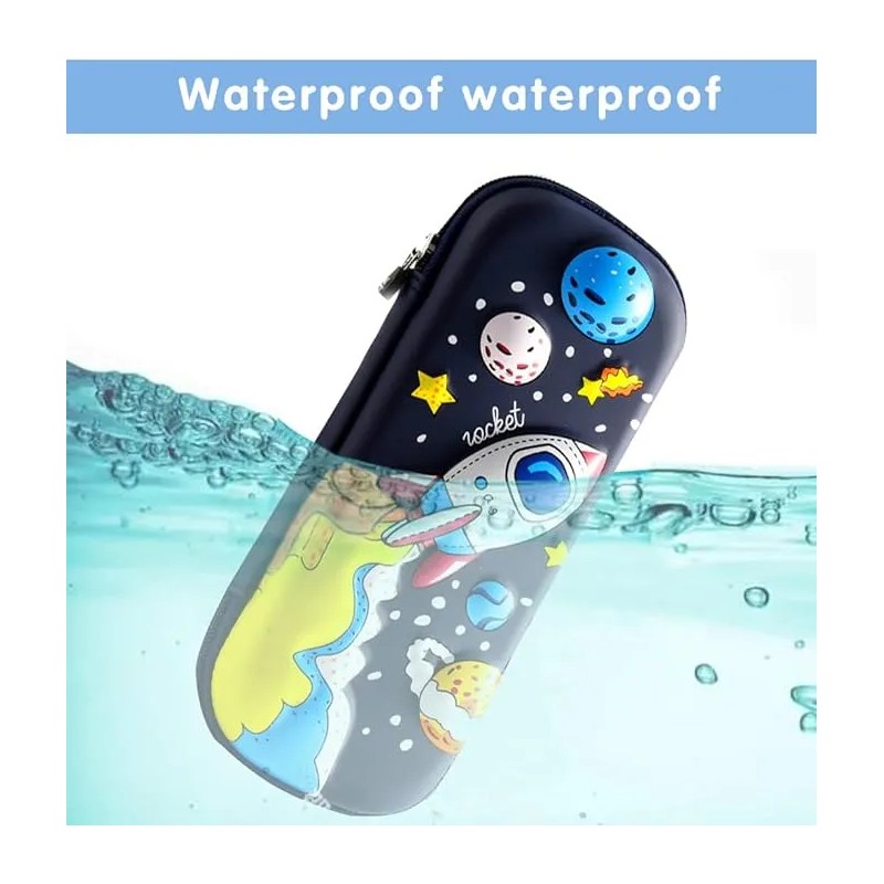 Estuche Para Lápices 3d Space Rocket Para Niños Azul Marino