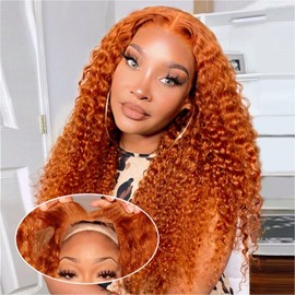 Ailwelia Ginger 18 Inch Wear And Go Glueless Wig Bob 5x5 Deep Wave Wig Human Hair Bob Ginger Curly Bob Wig Human Hair 200% Density Ginger 5x5 Hd Lace Closure Wigs Human Hair Glueless Bob Wigs Glueless