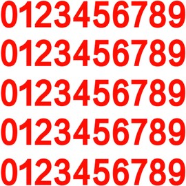5 Sets 4 inch Mailbox Numbers Sticker 0-9 Decal Die Cut Classic Style Vinyl Waterproof Number Self Adhesive for Signs, Door, Cars, Trucks, Home, Address Number (Red)