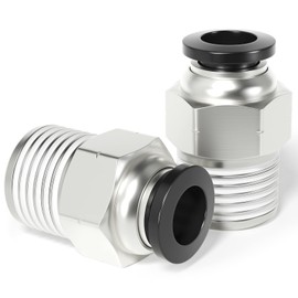 TAILONZ PNEUMATIC Male Straight 3/8 Inch Tube OD x 1/4 Inch NPT Thread Push to Connect Fittings PC-3/8-N2 (Pack of 10)