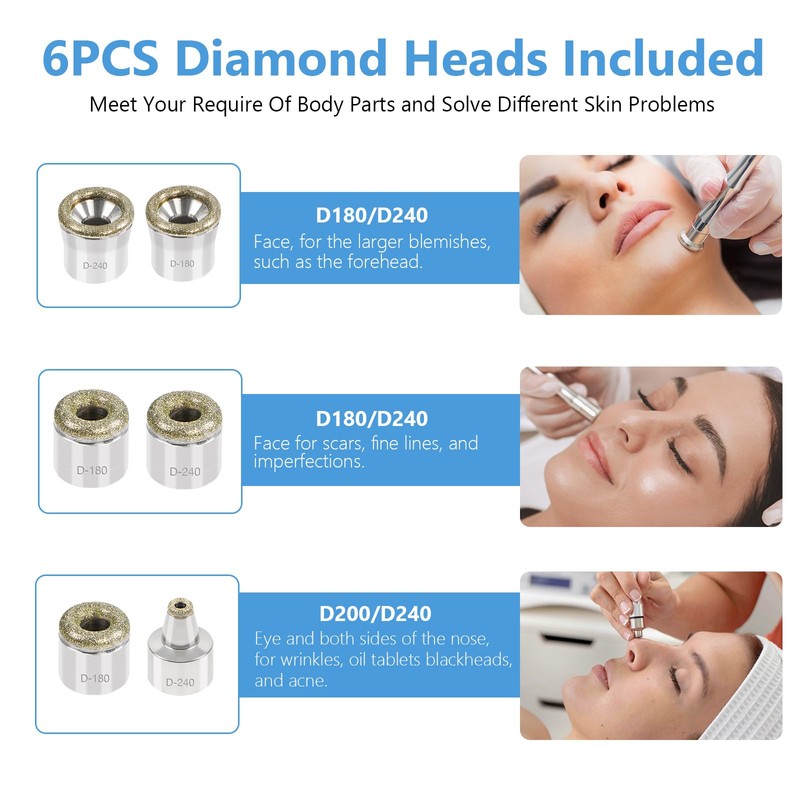 Dermabrasion Replacement Tips, 6 pcs Diamond Accessories for Diamond MachineTool,