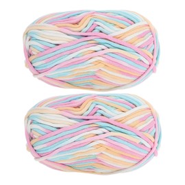OHPHCALL 2 Pcs Handmade Wool Yarn Knitting Yarn Bright Colors for Sweaters Scarves Soft Comfortable for Beginners