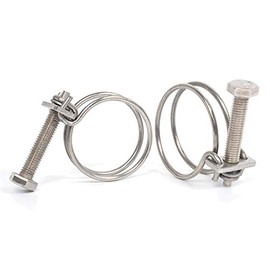 2 Pcs Double Wire Hose Clips Adjustable 304 Stainless Steel Hose Clamps Pond Hose Joint to Fit 22-25mm/ 0.86"-0.98" Pipe